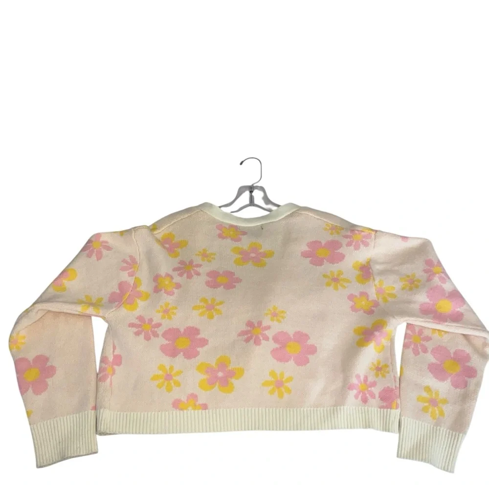 Witty Fox Floral Cropped Knit Cardigan Tank top Set Tie-front pink soft Girl - Picture 10 of 10